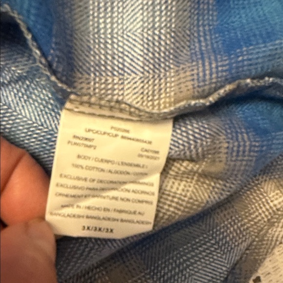 Dickies Womens 3X 100% cotton Blue Gray White Plaid brushed flannel New - Picture 8 of 10